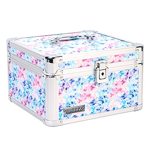 0826030039953 - VAULTZ LOCKING STORAGE BOX WITH KEY LOCK, MESH POCKET AND ADJUSTABLE INTERIOR COMPARTMENTS, SQUARE, 10 X 10 X 6.5 INCHES, WATERCOLOR (VZ03995)