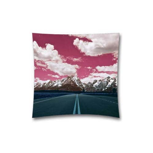 8265476607180 - GENERIC 18X18 INCH COTTON & POLYESTER DECORATIVE THROW PILLOW COVER CUSHION CASE, ROAD RED SKY