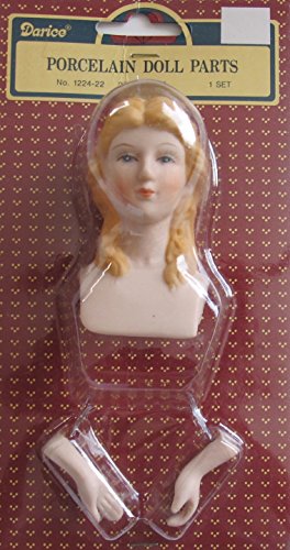 0082676110627 - DARICE CRAFT 1 SET OF PORCELAIN 'ANGEL' DOLL HEAD 2-3/4 AND PAIR OF HANDS EACH 1-3/8 LONG W MOLDED BLONDE HAIR (MADE IN TAIWAN)