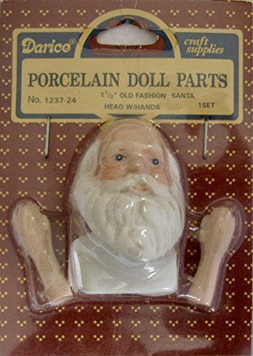 0082676422027 - DARICE CRAFT SET OF 1 PORCELAIN OLD FASHION SANTA DOLL HEAD 1-3/4 (PACK SIZE 1-1/2) AND PAIR OF HANDS EACH HAND 1-1/4 LONG