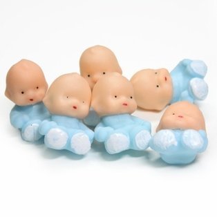 0082676647000 - 1-3/4 MINI BABIES WITH BLUE TRIM FOR FAVORS AND DECORATIONS PACK OF 24