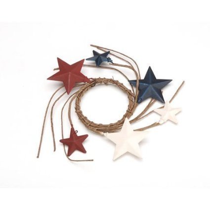 0082676684937 - DARICE DIY CRAFTS CANDLE RING TIN STAR RED/WHITE/BLUE 4.5 INCHES