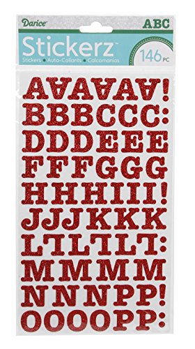 0082676758515 - DARICE 1219-50 146-PIECE GLITTER ALPHABET STICKER, UPPER CASE LETTERS WITH BUBBLE FONT, RED