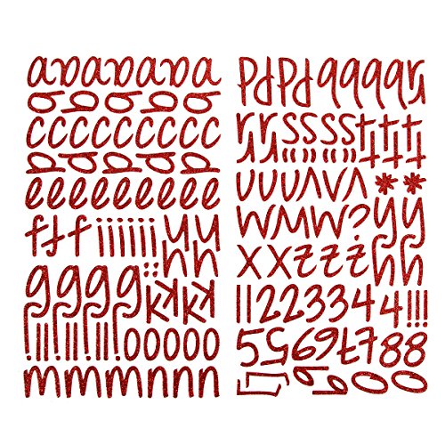 0082676758621 - DARICE 1219-55 159-PIECE GLITTER ALPHABET STICKER, LOWER CASE LETTERS AND NUMBERS WITH SCRIPT FONT, RED