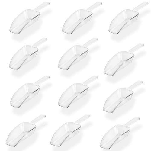 0082676860546 - 12 CLEAR ACRYLIC PLASTIC KITCHEN SCOOPS WEDDING CANDY DESSERT BUFFET SCOOPS