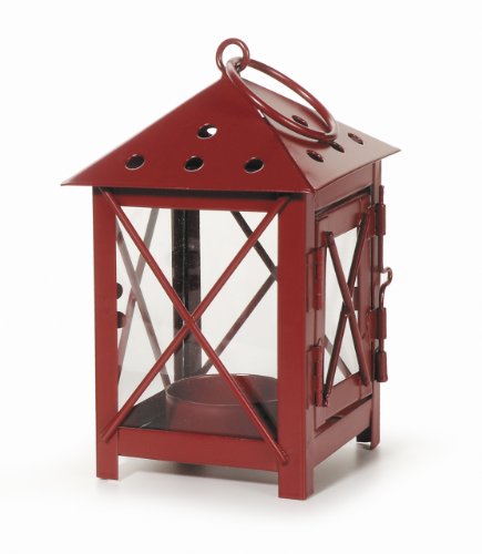 0082676944598 - DARICE 5228-12RED METAL LANTERN, 3 BY 3 BY 5.5-INCH, RED