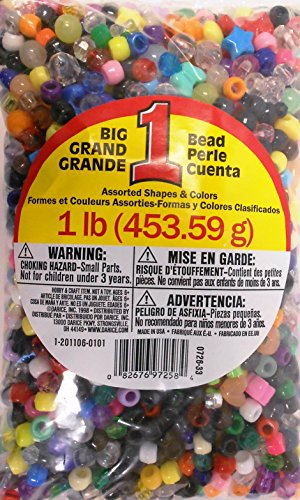 0082676972584 - DARICE ASSORTED SHAPES OF PONY BEADS BAG, 1 LB., MULTICOLOR
