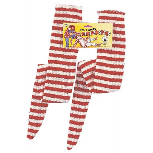 0082686005487 - RUBIES RED AND WHITE STRIPED SOCKS