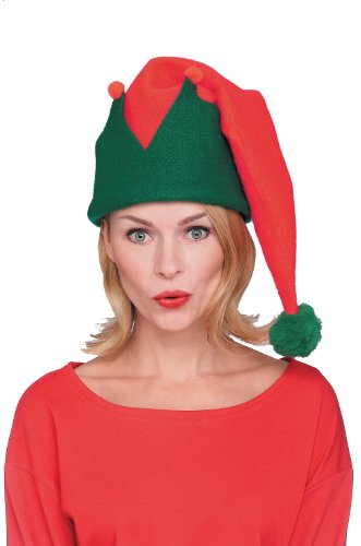 0082686220279 - RUBIE'S COSTUME MEN'S LONG ELF HAT, RED/GREEN, ONE SIZE