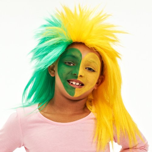 0082686505444 - RUBIE'S COSTUME GREEN AND YELLOW SPORTS FAN WIG, GREEN/YELLOW, ONE SIZE