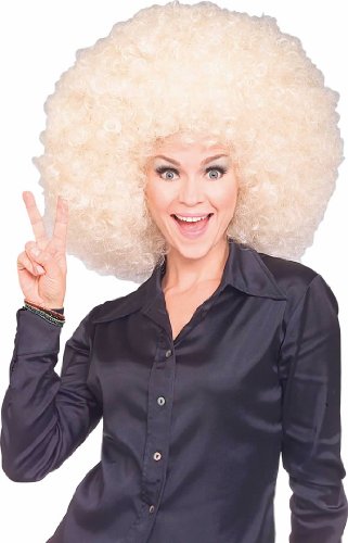 0082686506816 - RUBIE'S COSTUME SUPER SIZE BLOND AFRO WIG, YELLOW, ONE SIZE