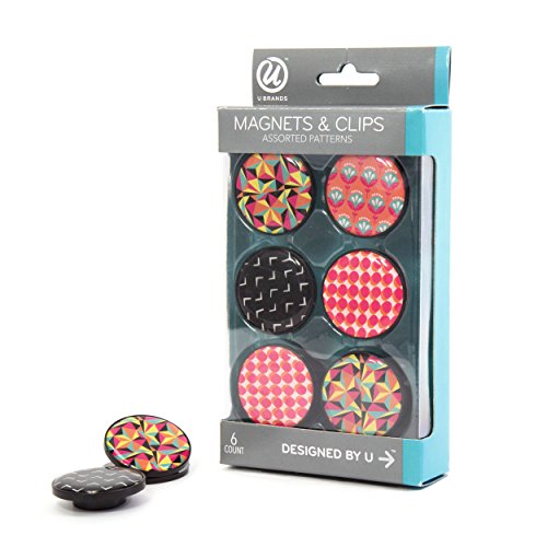 8271072726880 - U BRANDS MAGNETS AND MAGNETIC CLIPS, 1-1/4-INCH DIAMETER, POP SPRING FASHION COLORS, 6-COUNT