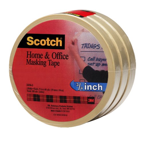 8271072789182 - SCOTCH(R) HOME AND OFFICE MASKING TAPE 3436-3, 3/4-INCH X 60 YARDS, 3 PACK