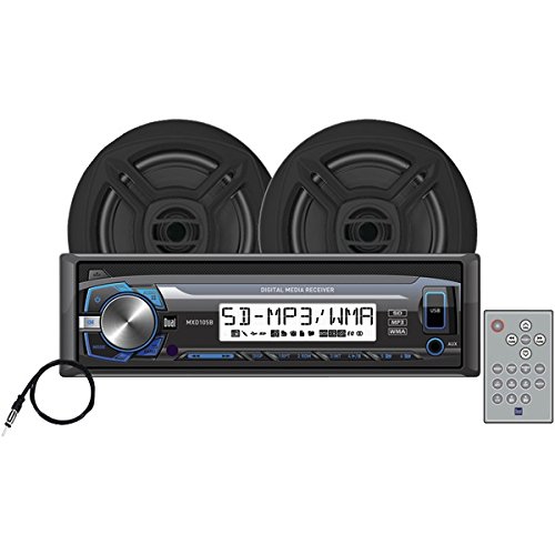 0827204110256 - DUAL ELECTRONICS CORPORATION MARINE SINGLE-DIN IN-DASH MECHLESS KIT WITH SPEAKERS MCP103