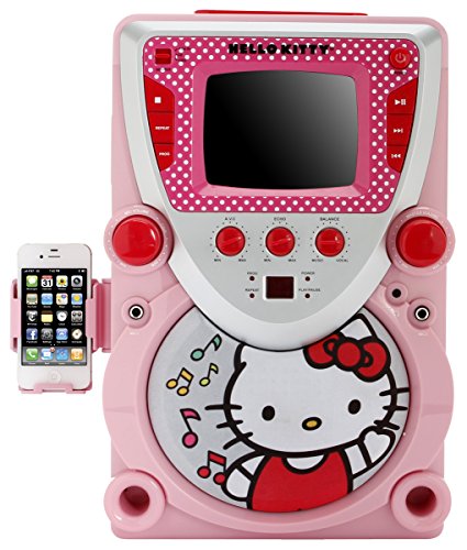 0827249023634 - HELLO KITTY 68109 CD KARAOKE SYSTEM WITH SCREEN, PINK/WHITE