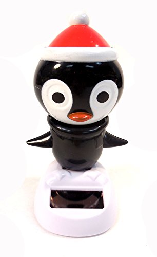 8276803302821 - SOLAR POWERED DANCING BLACK PENGUIN WITH RED HAT - DECORATION OR GIFT