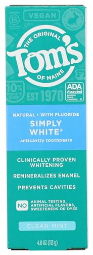 0827854011699 - TOMS OF MAINE SIMPLY WHITE CLEAN MINT AC TOOTHPASTE, 4 OZ