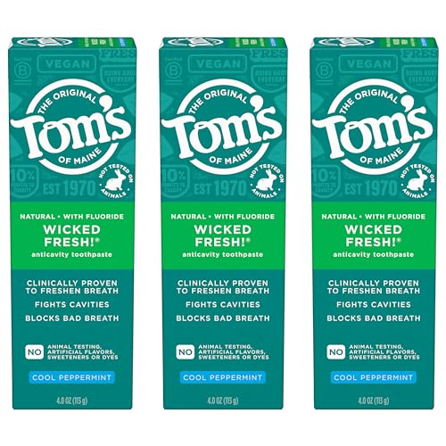 0827854013112 - TOMS OF MAINE WICKED FRESH! NATURAL FLUORIDE ANTICAVITY TOOTHPASTE, COOL PEPPERMINT, 4.0OZ (PACK OF 3)