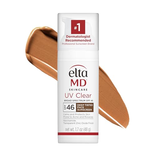 0827854015277 - ELTAMD UV CLEAR DEEP TINT FACE SUNSCREEN, SPF 46 TINTED SUNSCREEN WITH ZINC OXIDE, OIL-FREE, FOR SENSITIVE SKIN, ACNE-PRONE SKIN, LIGHTWEIGHT, DERMATOLOGIST RECOMMENDED, 1.7 OZ