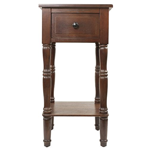 0082803232727 - DÉCOR THERAPY SIMPLIFY ONE DRAWER SQUARE ACCENT TABLE, WALNUT