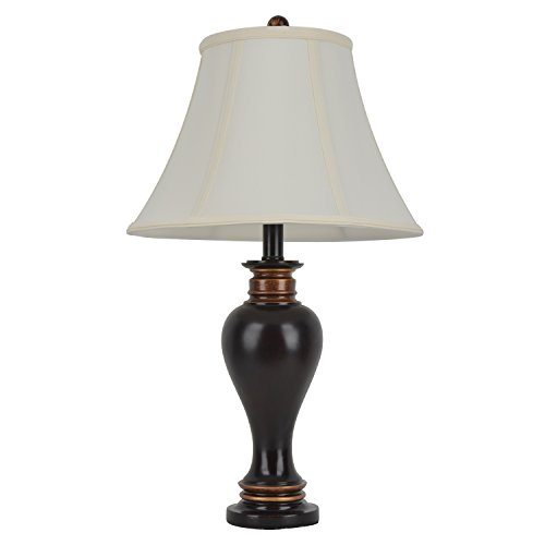 0082803253517 - DECOR THERAPY RIDGE TABLE LAMP, BROWN