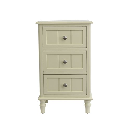 0082803258772 - DÉCOR THERAPY FR1720 WHITE FINISH THREE DRAWER END TABLE, BUTTERMILK