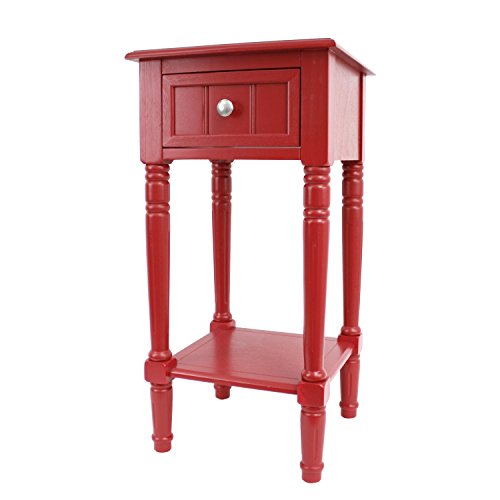 0082803275861 - DÉCOR THERAPY SQUARE ACCENT TABLE, 28-INCH, RED