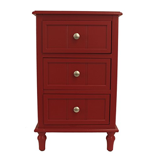 0082803275878 - DÉCOR THERAPY THREE DRAWER CHEST, 26-INCH, RED