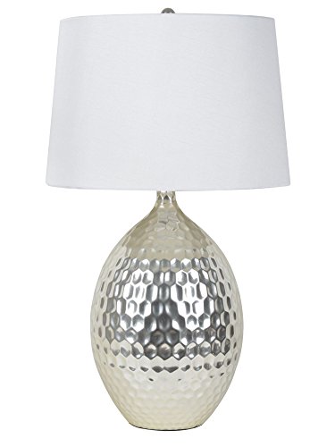 0082803278329 - DÉCOR THERAPY TL9355 SILVER HAMMERED CERAMIC TABLE LAMP