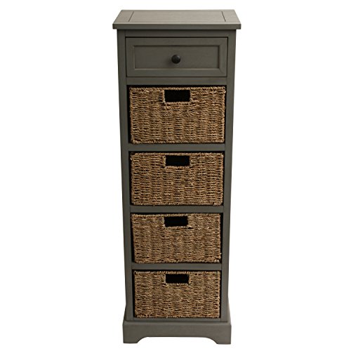 0082803287901 - DECOR THERAPY MONTGOMERY 5-DRAWER TOWER (GREY)
