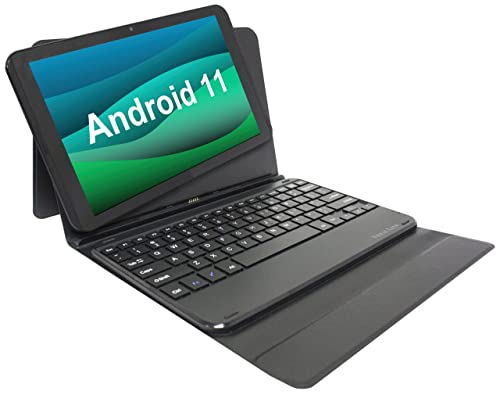 0828063676020 - TABLET 10 INCH ANDROID 11 TABLETS, VISUAL LAND PRESTIGE ELITE 10QH ANDROID 11 10.1 INCH HD IPS TABLET, 32GB STORAGE, 2GB RAM, QUAD-CORE PROCESSOR, WITH DETACHABLE KEYBOARD CASE - BLACK (2022 RELEASE)