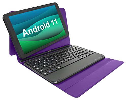 0828063676082 - TABLET 10 INCH ANDROID 11 TABLETS, VISUAL LAND PRESTIGE ELITE 10QH ANDROID 11 10.1 INCH HD IPS TABLET, 32GB STORAGE, 2GB RAM, QUAD-CORE PROCESSOR, WITH DETACHABLE KEYBOARD CASE - PURPLE (2022 RELEASE)