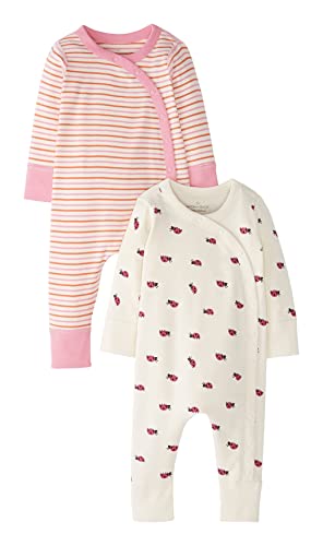 0828130878692 - MOON AND BACK BY HANNA ANDERSSON BABY ORGANIC 2 PACK LONG SLEEVE ROMPER PANTS, PINK MULTI, 0-3 MONTHS