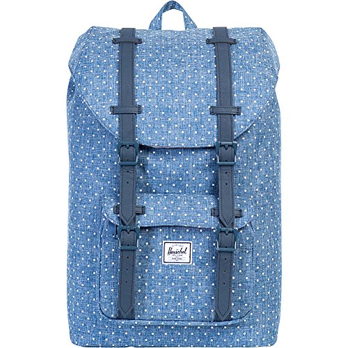 0828432083725 - HERSCHEL SUPPLY CO. LITTLE AMERICA MID-VOLUME BACKPACK, LIMOGES CROSSHATCH/WHITE POLKA DOT/NAVY SYNTHETIC LEATHER, ONE SIZE