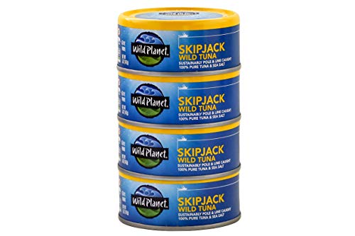0829696004020 - WILD PLANET SKIPJACK WILD TUNA, SEA SALT, KETO AND PALEO, 3RD PARTY MERCURY TESTED, 5 OUNCE (PACK OF 4)