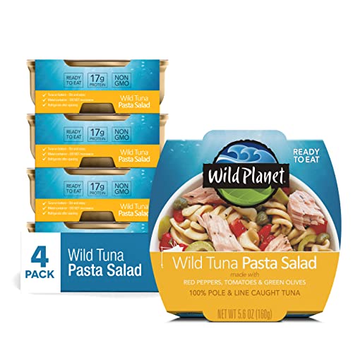0829696004136 - WILD PLANET READY-TO-EAT WILD TUNA PASTA SALAD WITH ORGANIC RED PEPPERS, TOMATOES & GREEN OLIVES, 5.6OZ, (PACK OF 4), 4COUNT