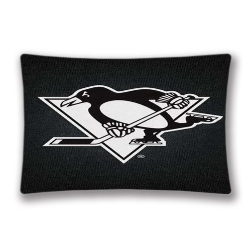 8301185446556 - GENERIC SPORTS THEME RECTANGLE PILLOW COVERS PILLOWCASE WITH NHL PITTSBURGH PENGUINS BLACK BACKGROUND DESIGN 20X30 TWIN SIDES