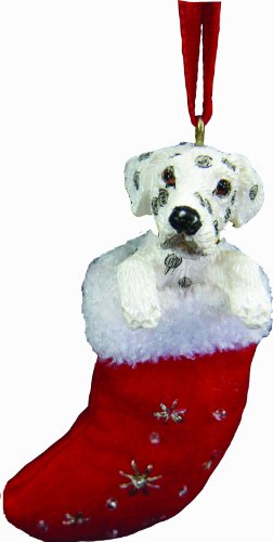 0831310130114 - DALMATIAN CHRISTMAS STOCKING ORNAMENT WITH SANTA'S LITTLE PALS HAND PAINTED AND STITCHED DETAIL