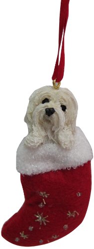 0831310136529 - HAVANESE CHRISTMAS STOCKING ORNAMENT WITH SANTA'S LITTLE PALS HAND PAINTED AND STITCHED DETAIL