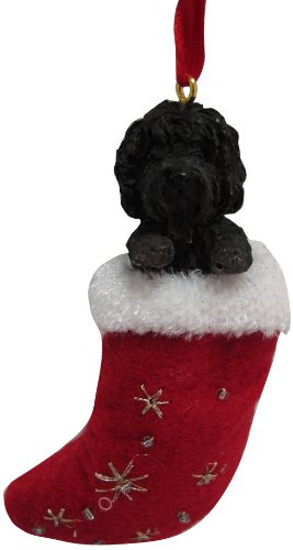 0831310136543 - LABRADOODLE CHRISTMAS STOCKING ORNAMENT WITH SANTA'S LITTLE PALS HAND PAINTED AND STITCHED DETAIL