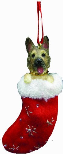 0831310138196 - GERMAN SHEPHERD CHRISTMAS STOCKING ORNAMENT WITH SANTA'S LITTLE PALS HAND PAINTED AND STITCHED DETAIL