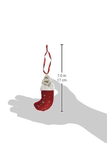0831310138219 - POODLE CHRISTMAS STOCKING ORNAMENT WITH SANTA'S LITTLE PALS HAND PAINTED AND S