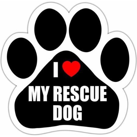 0831310138387 - I LOVE MY RESCUE DOG CAR MAGNET WITH UNIQUE PAW SHAPED DESIGN MEASURES 5.2 BY 5.2 INCHES COVERED IN HIGH QUALITY UV GLOSS FOR WEATHER PROTECTION