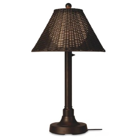 0833353122170 - SHANGRI-LA WICKER 12217 BRONZE BODY TABLE LAMP 34-INCHES TALL WITH WALNUT PVC WICKER SHADE WITH 20-INCH DIA SHADE