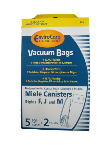 0836301000261 - 5 MIELE F J M ALLERGEN CANISTER VACUUM BAGS + 2 FILTERS, COMPACT CANISTERS, MIDSIZE, SERIES, ZEPHYR CAT & DOG, POLARIS, GALAXY SERIES VACUUM CLEANERS, 7291640, S516, S4780,S524I, S246I,,S344I, S301I, S312I, S314I