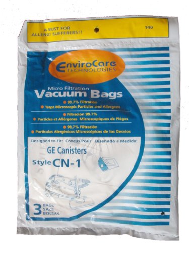 0836301001404 - 9 GE CANISTER CN1 CN-1 VACUUM BAGS, WHITE WESTINGHOUSE HOME CLEANING SYSTEM VACUUM CLEANERS, 61980A, 6850, 6851, 6852,