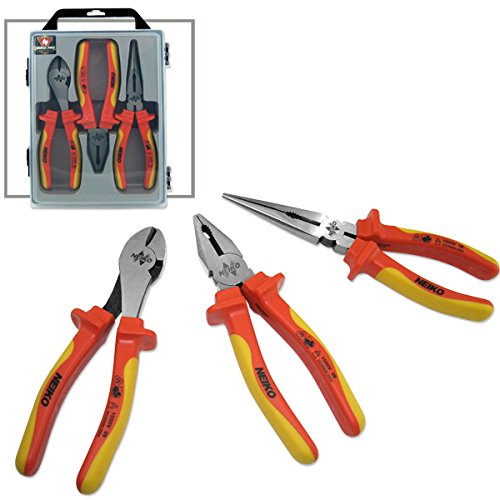 0837013020400 - NEIKO PRO TOOLS 3 PC INSULATED ELECTRICIAN'S PLIER SET