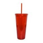 0837013700654 - BPA-FREE 20-OUNCES ACRYLIC TUMBLER WITH STRAW, DOUBLE WALL, RED