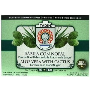 0083703706219 - TADIN TEA ALOE VERA WITH CACTUS 24 BAGS - TE DE SABILA CON NOPAL- DIABETIC TEA HELPS CONTROL BLOOD SUGAR & CHOLESTEROLE LEVELS