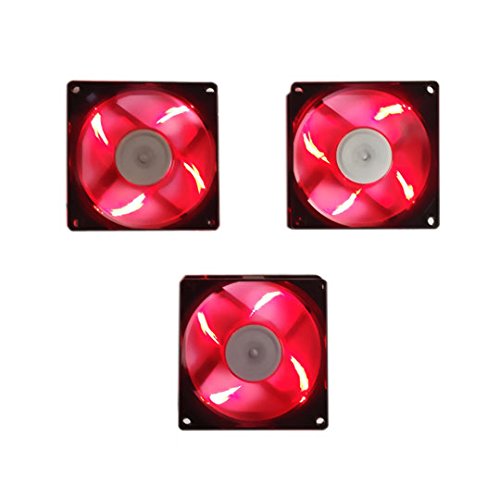 0837344003769 - APEVIA AF38L-BR 80MM RED LED SILENT CASE FAN W/ BLACK FRAME & RED BLADES (3-PK)
